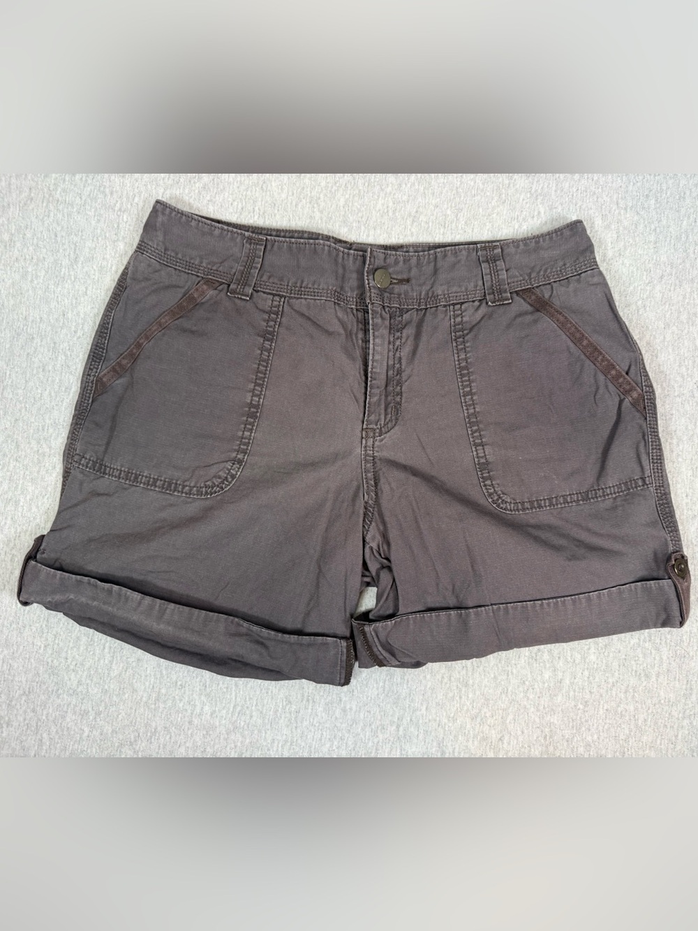 Carhartt Women’s Relaxed Fit Cuffed Canvas Utility Shorts Charcoal Gray - Size 8